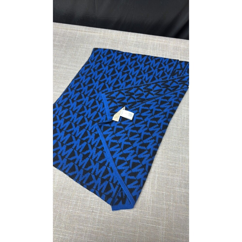 Michael Kors Monogram Knit Scarf in Blue and Black